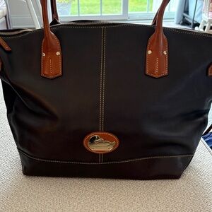 Dooney & Bourke Classic Black and Brown Leather Tote Bag